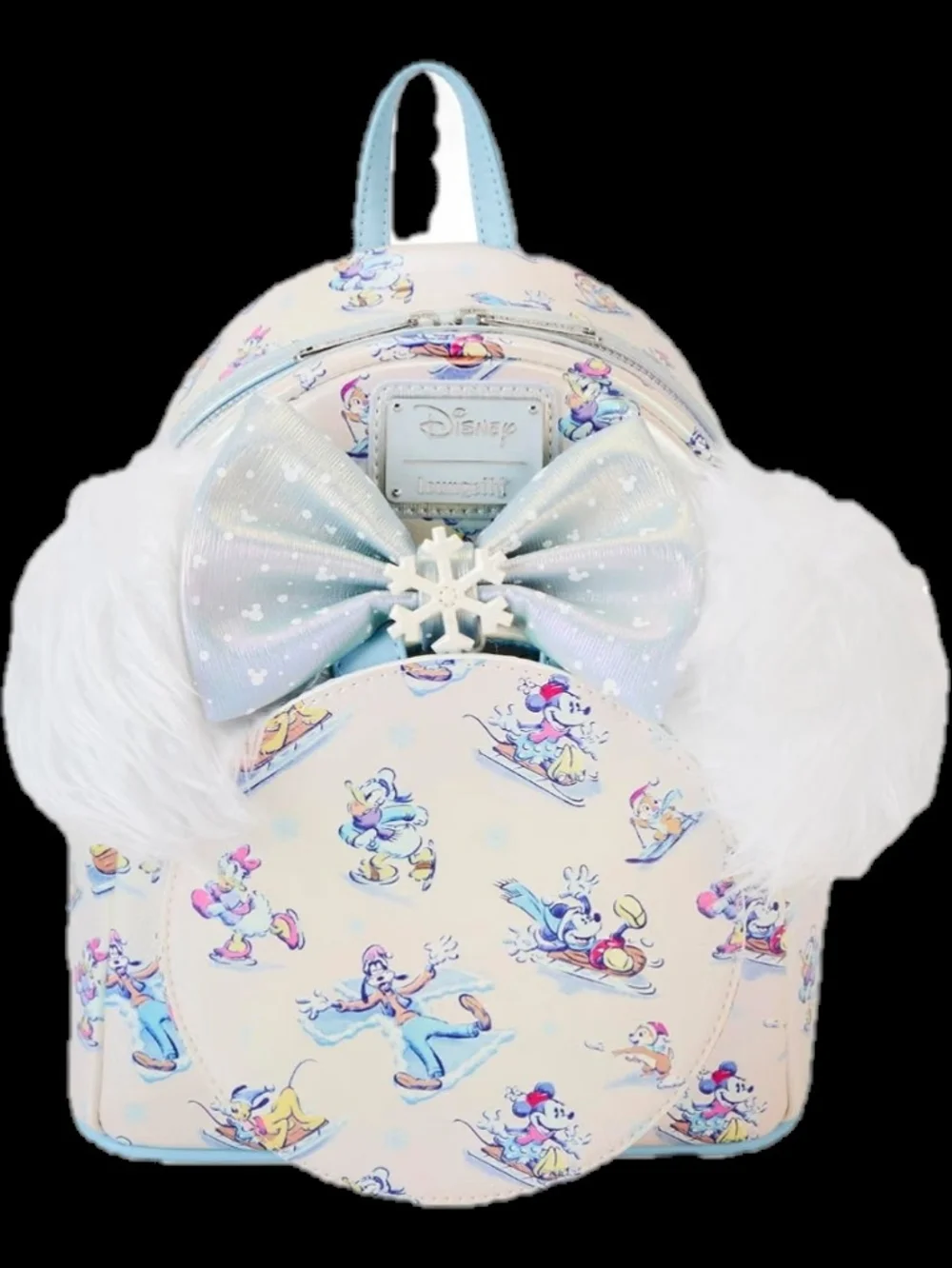 Loungefly Mickey And Friends Iceskating Mini Backpack & Snowflake Bow Ears